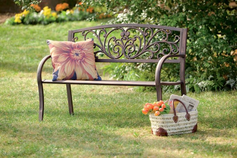 Plow & Hearth Blooming Garden Metal Bench P22BD488 Yard & Garden