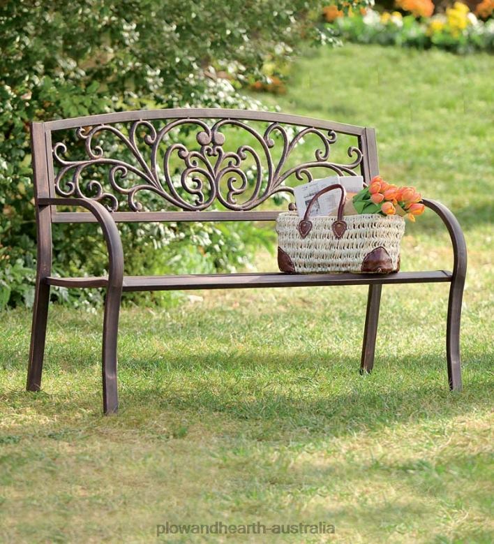 Plow & Hearth Blooming Garden Metal Bench P22BD488 Yard & Garden