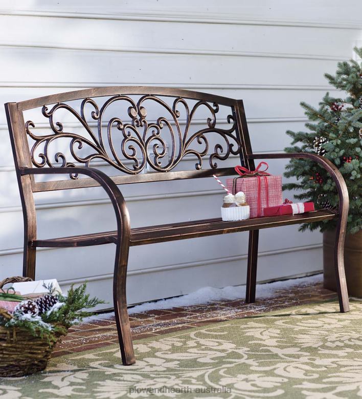 Plow & Hearth Blooming Garden Metal Bench P22BD488 Yard & Garden
