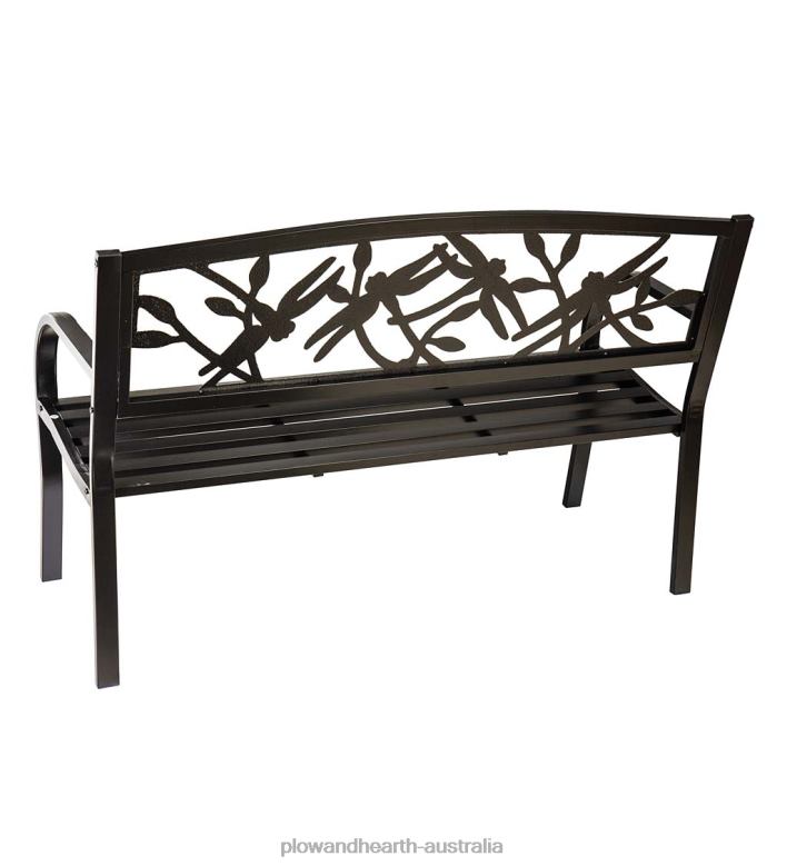 Plow & Hearth Dragonfly Metal Garden Bench - Black P22BD500 Yard & Garden
