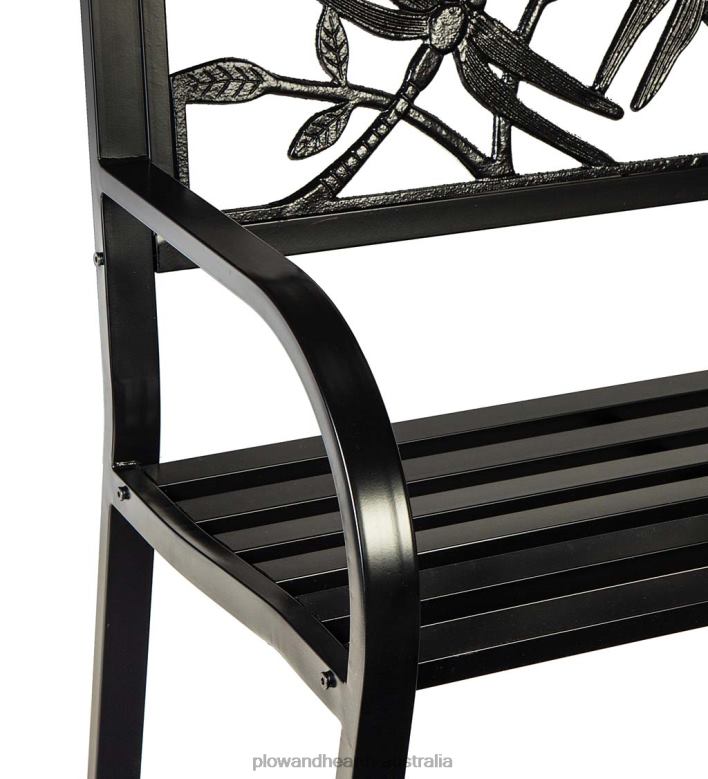 Plow & Hearth Dragonfly Metal Garden Bench - Black P22BD500 Yard & Garden