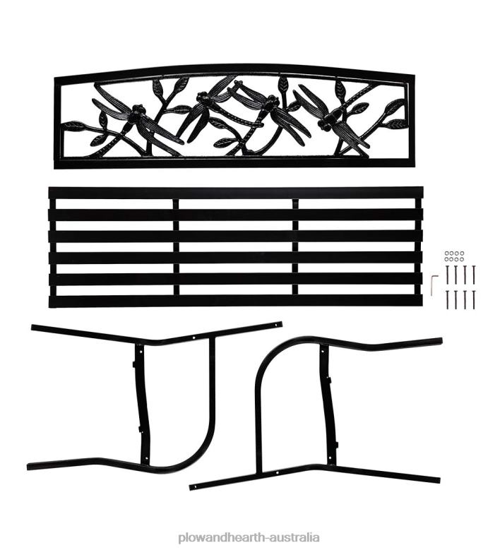 Plow & Hearth Dragonfly Metal Garden Bench - Black P22BD500 Yard & Garden
