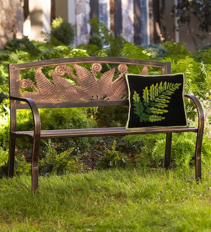 Plow & Hearth Fern Fronds Metal Garden Bench - Bronze P22BD505 Yard & Garden