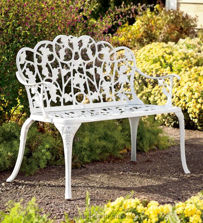 Plow & Hearth Grapevine Garden Bench in Powder-Coated Aluminum - White P22BD495 Yard & Garden