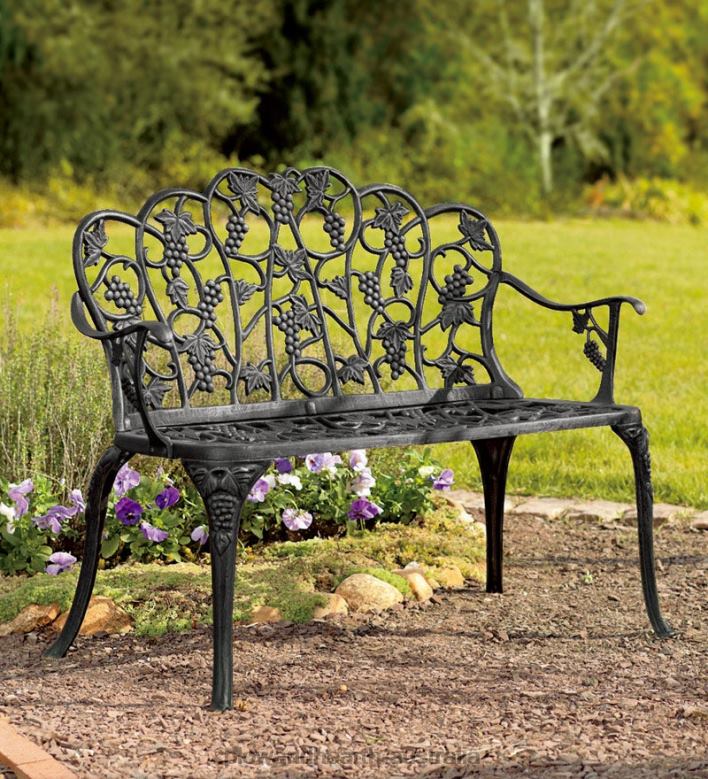 Plow & Hearth Grapevine Garden Bench in Powder-Coated Aluminum - White P22BD495 Yard & Garden