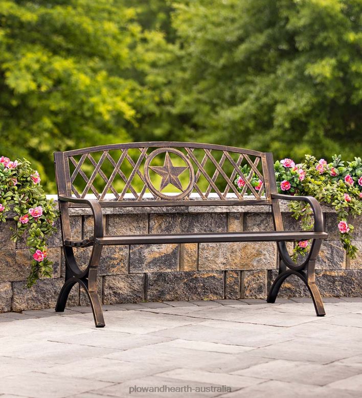 Plow & Hearth Lone Star Metal Garden Bench P22BD510 Yard & Garden