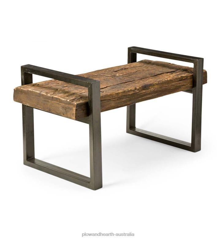 Plow & Hearth Reclaimed Wood And Iron Outdoor Bench - Bronze P22BD507 Yard & Garden