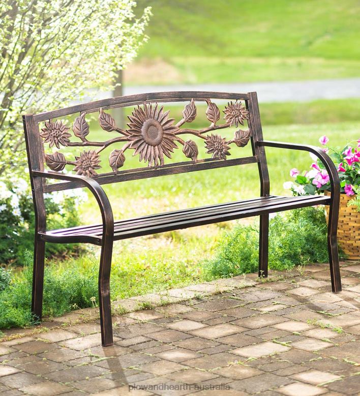 Plow & Hearth Sunflower Metal Garden Bench P22BD497 Yard & Garden