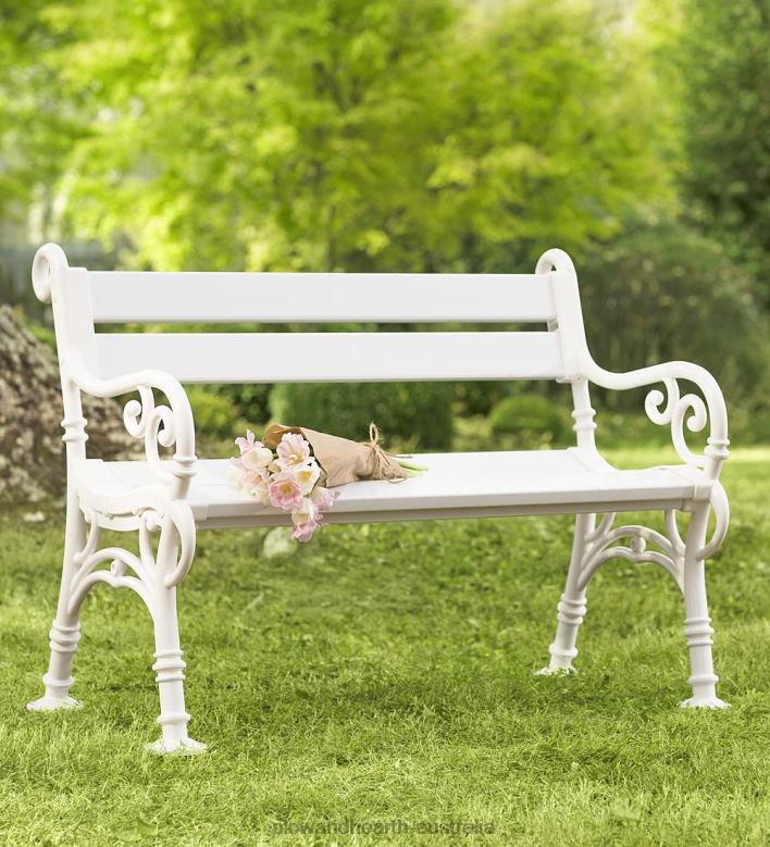 Plow & Hearth White PVC Scrollwork Garden Bench - White P22BD512 Yard & Garden