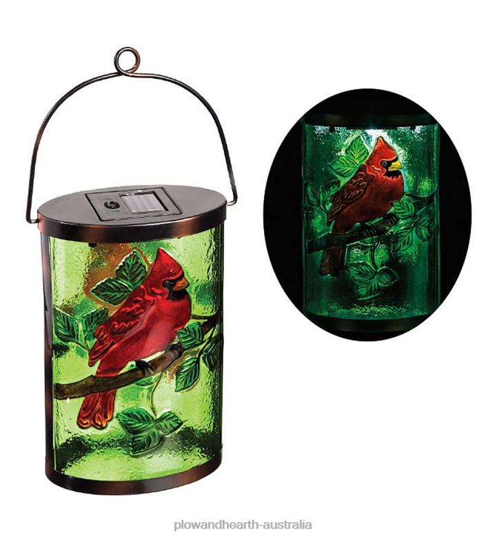 Plow & Hearth Cardinal Solar Glass Lantern P22BD458 Yard & Garden