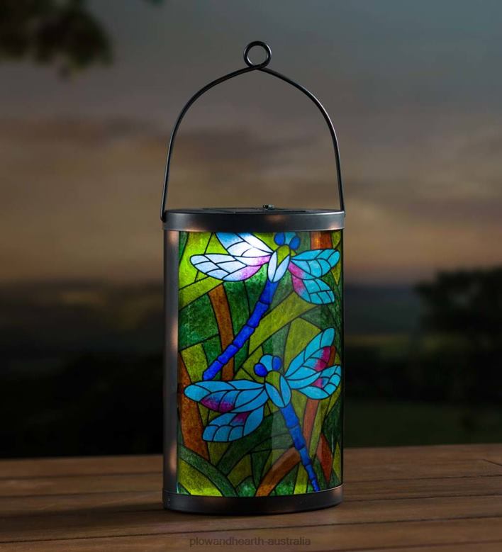 Plow & Hearth Mosaic Dragonfly Solar Lantern P22BD467 Yard & Garden