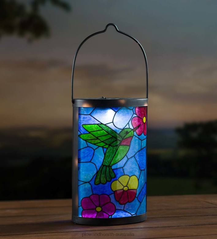 Plow & Hearth Mosaic Hummingbird Solar Lantern P22BD460 Yard & Garden
