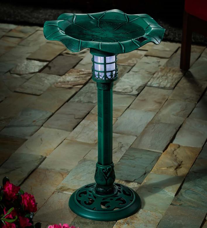 Plow & Hearth Solar Lily Pad Birdbath P22BD481 Yard & Garden