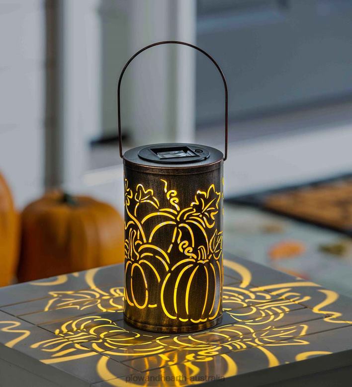 Plow & Hearth Solar Oil Rubbed Bronze Cut Out Lantern - Pumpkin P22BD475 Yard & Garden