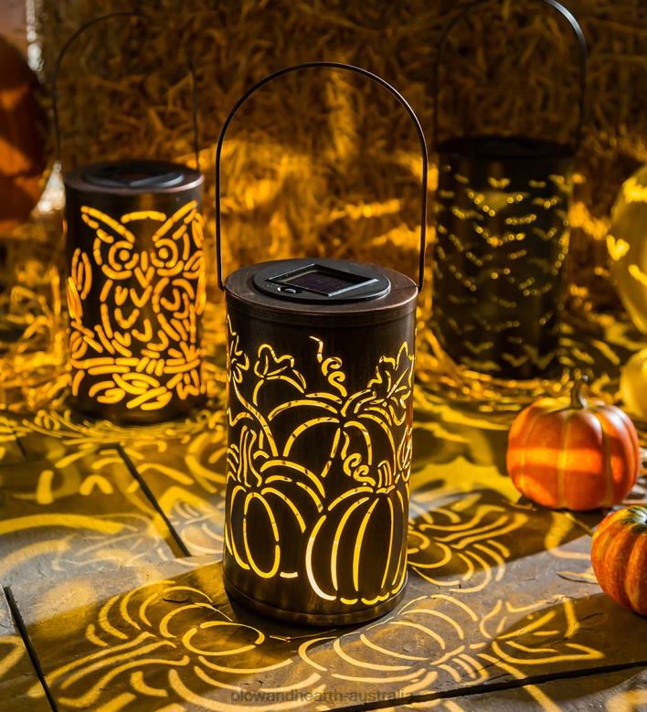 Plow & Hearth Solar Oil Rubbed Bronze Cut Out Lantern - Pumpkin P22BD475 Yard & Garden