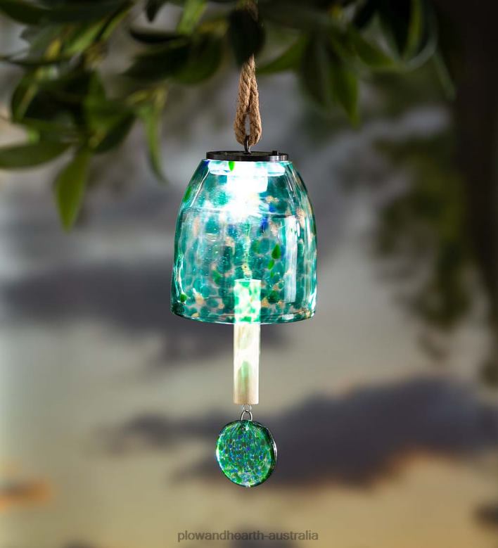 Plow & Hearth Solar Art Glass Bell Chime - Blue P22BD449 Yard & Garden