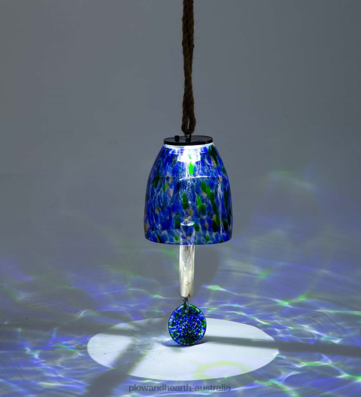 Plow & Hearth Solar Art Glass Bell Chime - Blue P22BD449 Yard & Garden