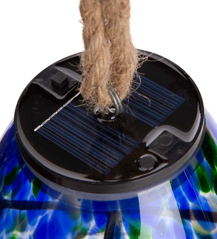 Plow & Hearth Solar Art Glass Bell Chime - Blue P22BD449 Yard & Garden