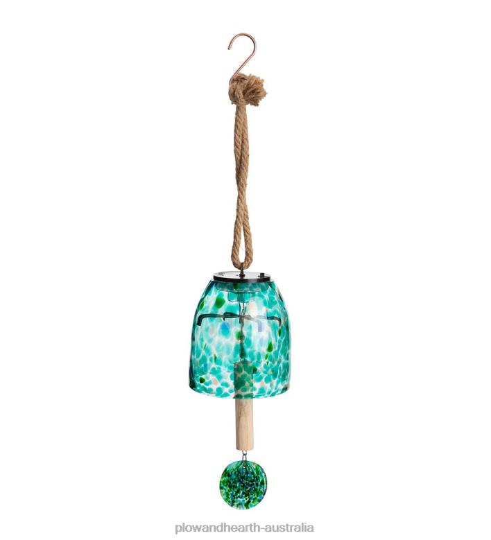 Plow & Hearth Solar Art Glass Bell Chime - Blue P22BD449 Yard & Garden