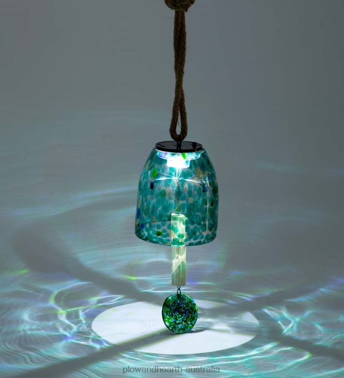 Plow & Hearth Solar Art Glass Bell Chime - Blue P22BD449 Yard & Garden