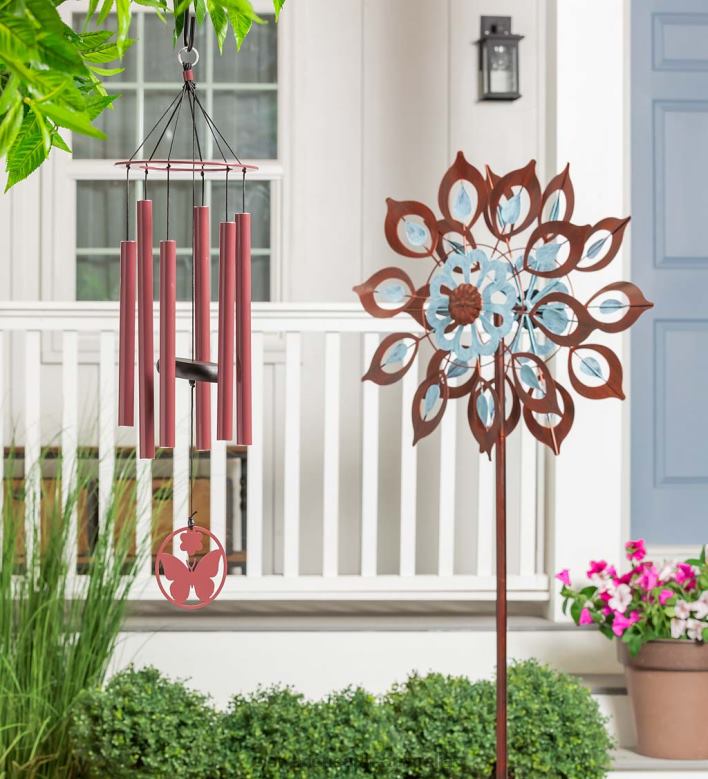 Plow & Hearth Copper Lily Wind Spinner P22BD58 Yard & Garden