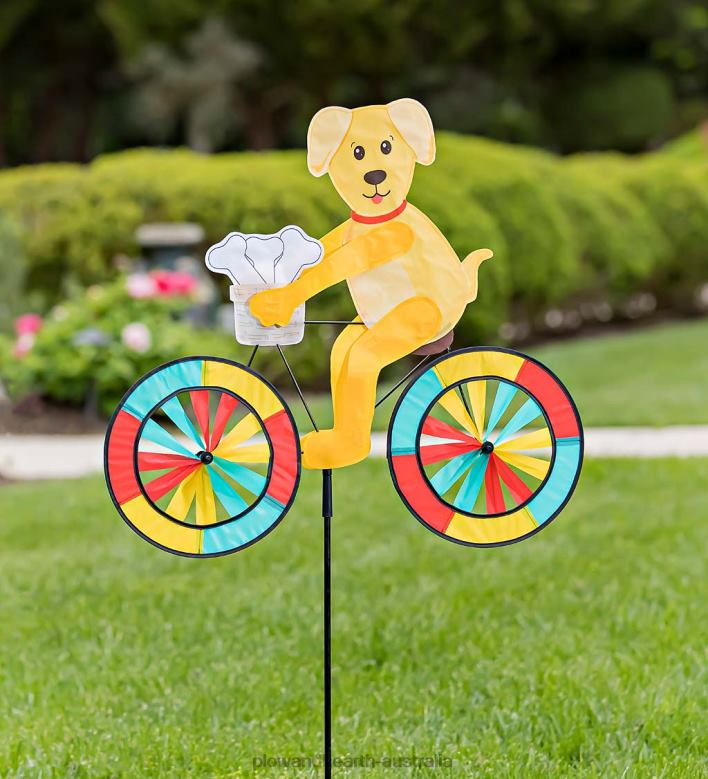 Plow & Hearth Dog on Bicycle Wind Spinner P22BD319 Yard & Garden