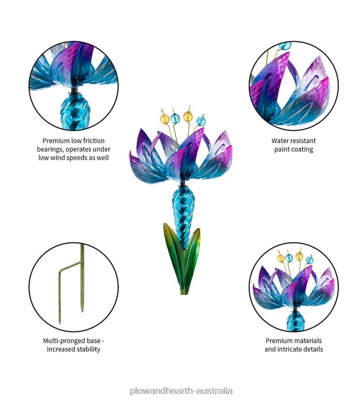 Plow & Hearth Flower Wind Spinner Garden Stake - Blue P22BD141 Yard & Garden