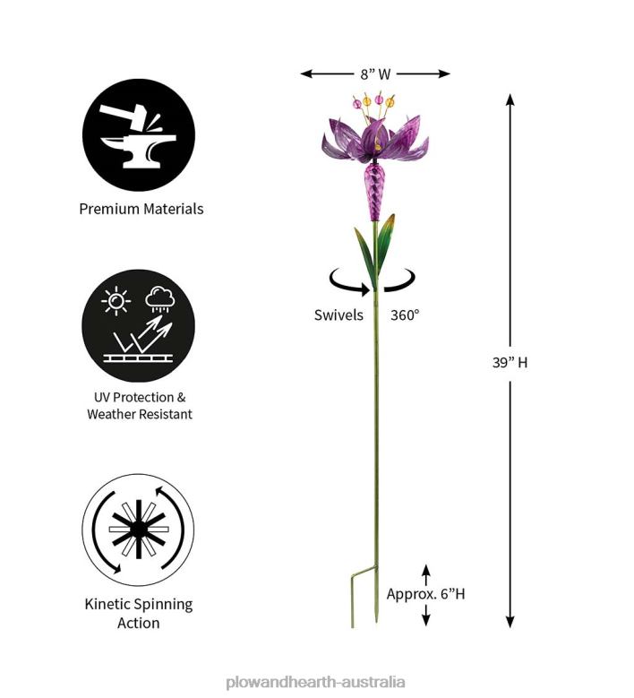 Plow & Hearth Flower Wind Spinner Garden Stake - Blue P22BD141 Yard & Garden