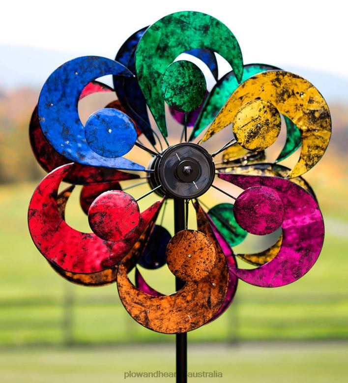 Plow & Hearth Four-Tier Flower Petal Solar Wind Spinner P22BD371 Yard & Garden