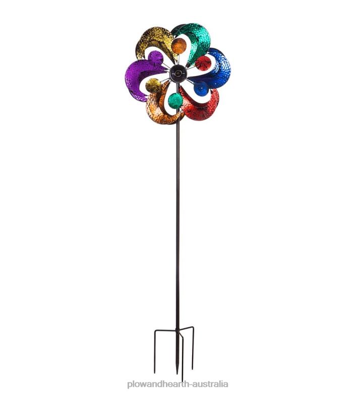 Plow & Hearth Four-Tier Flower Petal Solar Wind Spinner P22BD371 Yard & Garden