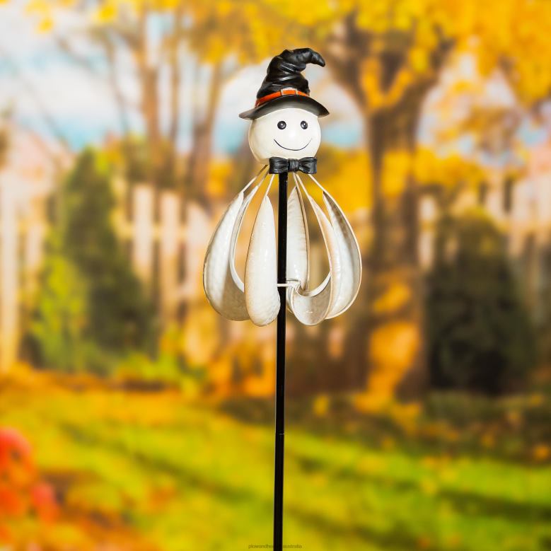 Plow & Hearth Halloween Smiling Ghost Metal Garden Wind Spinner P22BD348 Yard & Garden