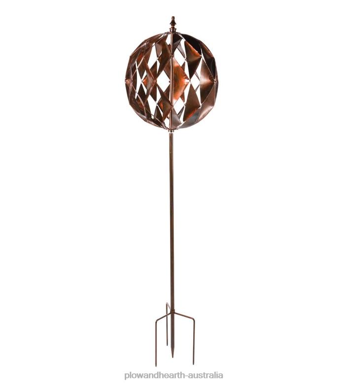 Plow & Hearth Harlequin Ball Wind Spinner - Copper P22BD62 Yard & Garden
