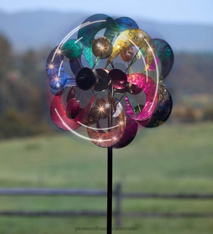Plow & Hearth Oversized Multicolor Solar Lighted Gala Wind Spinner with Four Rotors P22BD75 Yard & Garden