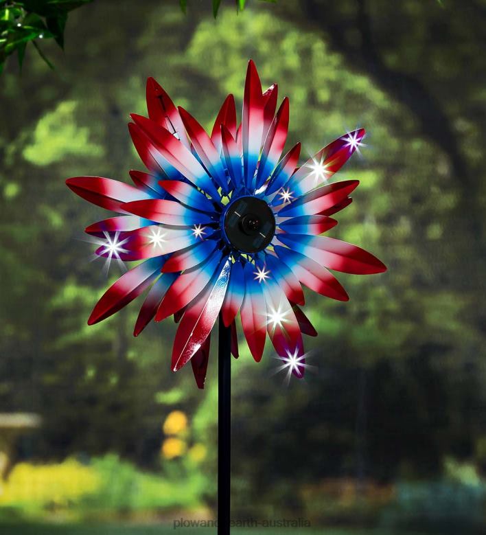 Plow & Hearth Patriotic Solar Lighted Wind Spinner P22BD369 Yard & Garden