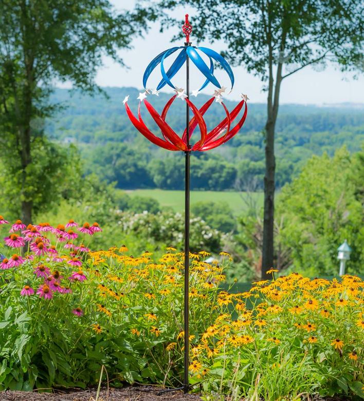 Plow & Hearth Patriotic Stars Wind Spinner P22BD372 Yard & Garden