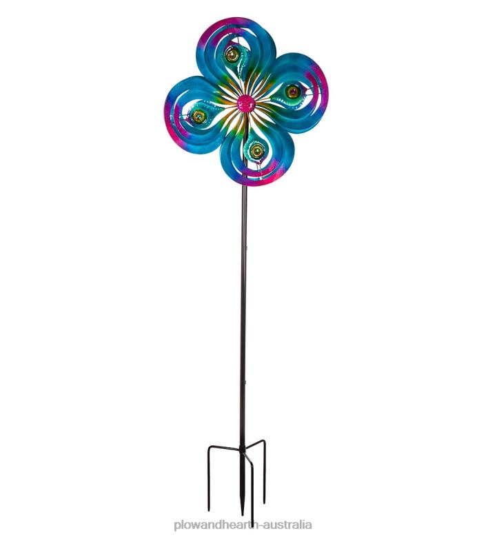 Plow & Hearth Peacock Swirls Wind Spinner - Blue P22BD340 Yard & Garden