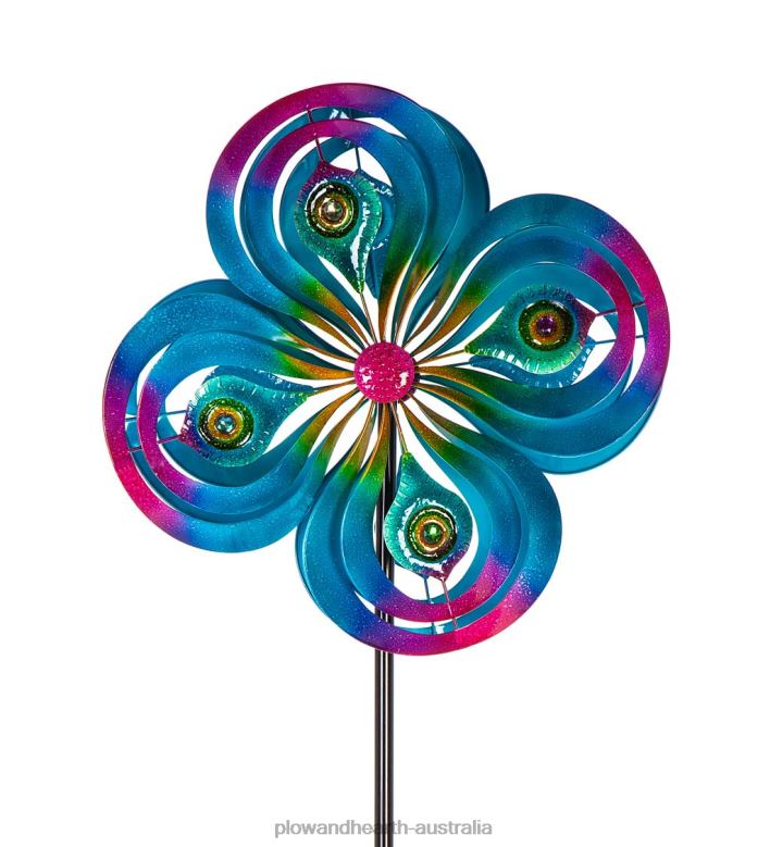 Plow & Hearth Peacock Swirls Wind Spinner - Blue P22BD340 Yard & Garden