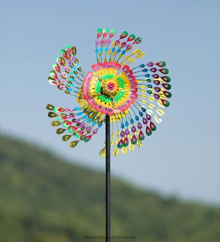 Plow & Hearth Rainbow Feathers Wind Spinner P22BD328 Yard & Garden