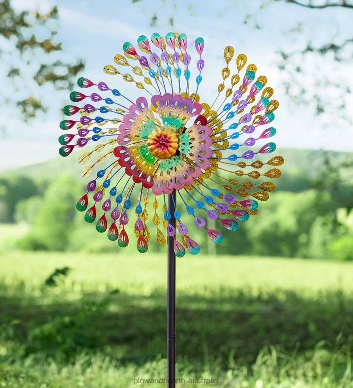 Plow & Hearth Rainbow Feathers Wind Spinner P22BD328 Yard & Garden