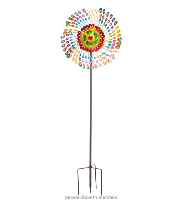 Plow & Hearth Rainbow Feathers Wind Spinner P22BD328 Yard & Garden