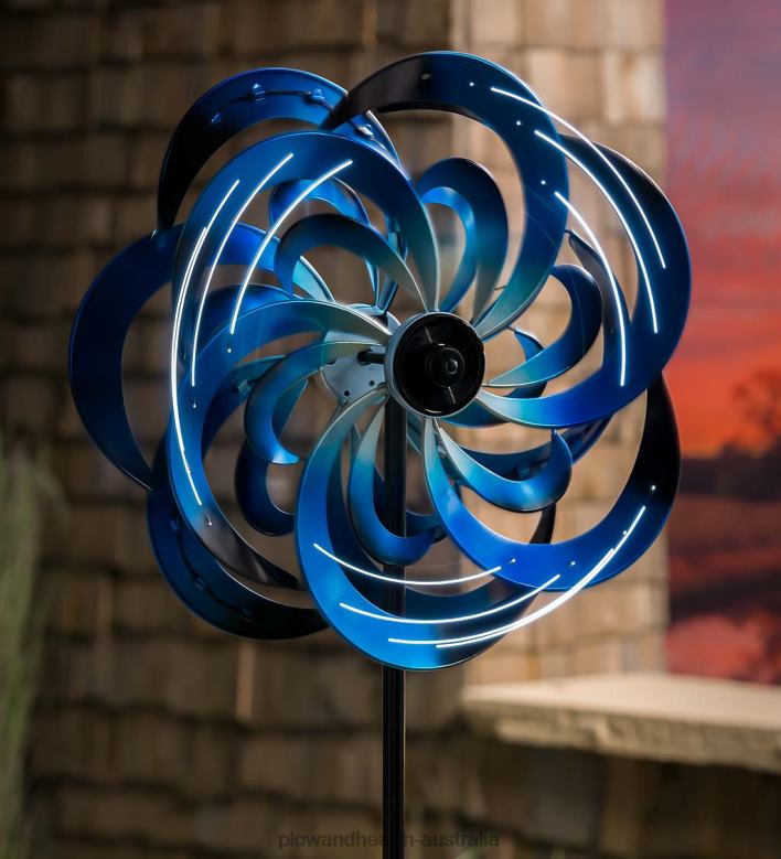 Plow & Hearth Solar Blue Waves Metal Wind Spinner - Blue P22BD251 Yard & Garden