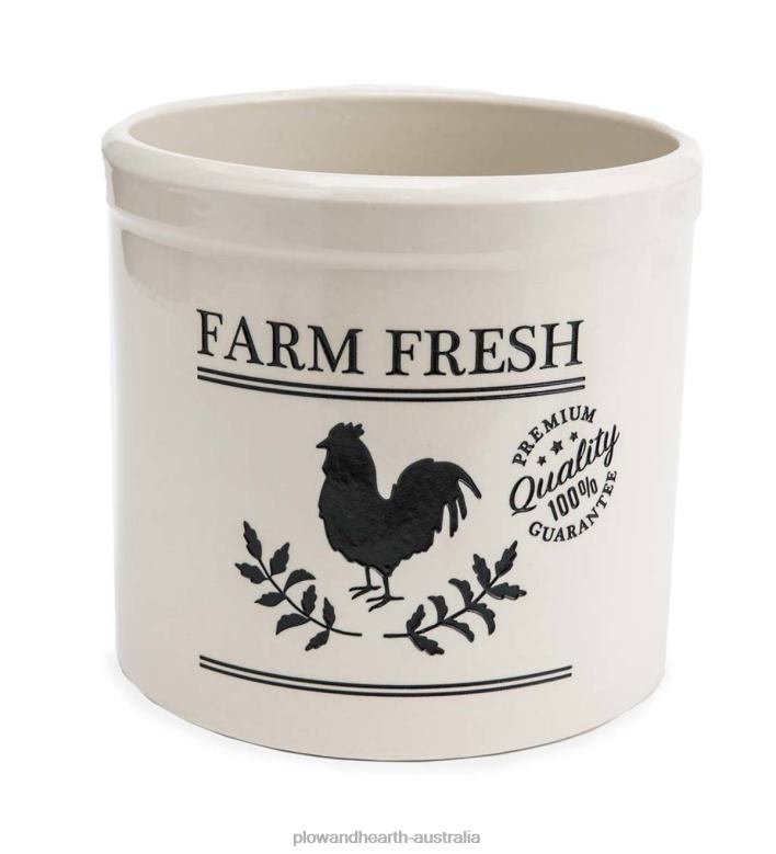 Plow & Hearth Farm Fresh Rooster Stoneware Crock - Blue P22BD953 Yard & Garden
