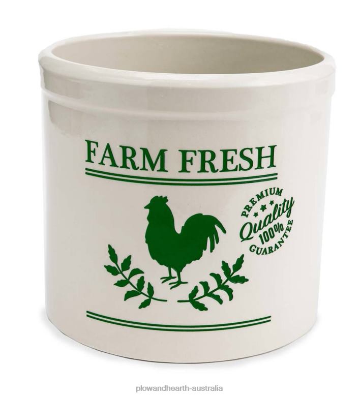 Plow & Hearth Farm Fresh Rooster Stoneware Crock - Blue P22BD953 Yard & Garden