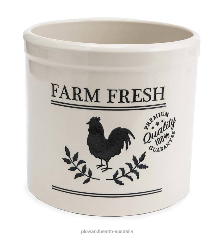 Plow & Hearth Farm Fresh Rooster Stoneware Crock - Blue P22BD953 Yard & Garden
