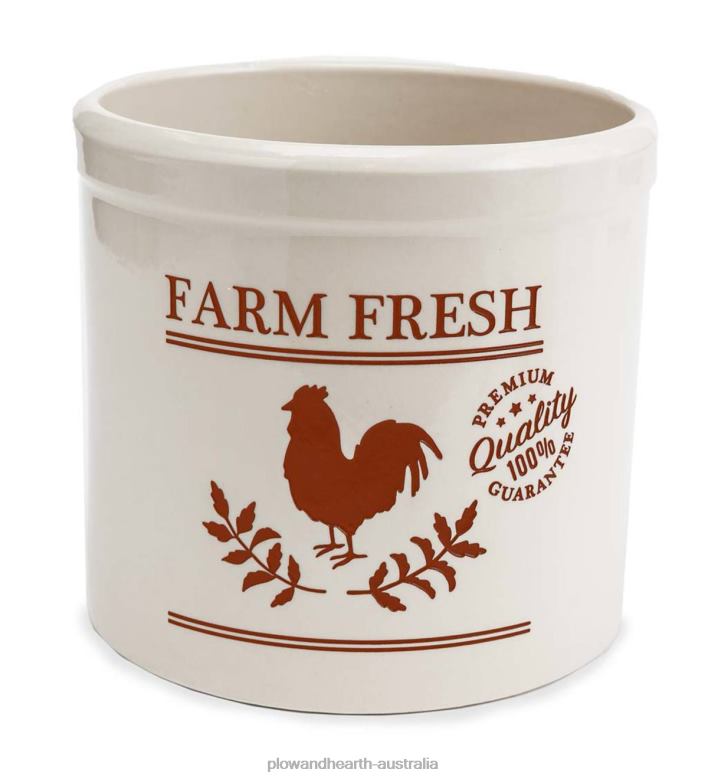 Plow & Hearth Farm Fresh Rooster Stoneware Crock - Blue P22BD953 Yard & Garden