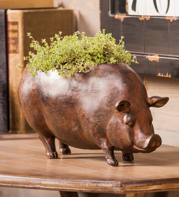Plow & Hearth Faux Terra Cotta Pig Planter P22BD928 Yard & Garden