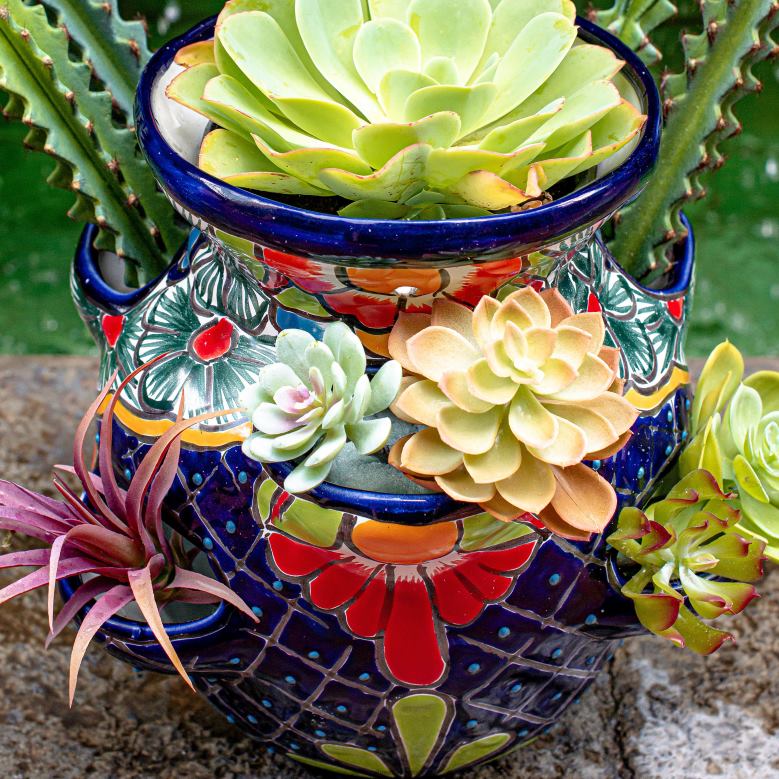 Plow & Hearth Large Royal Blue Talavera Strawberry Pot P22BD939 Yard & Garden