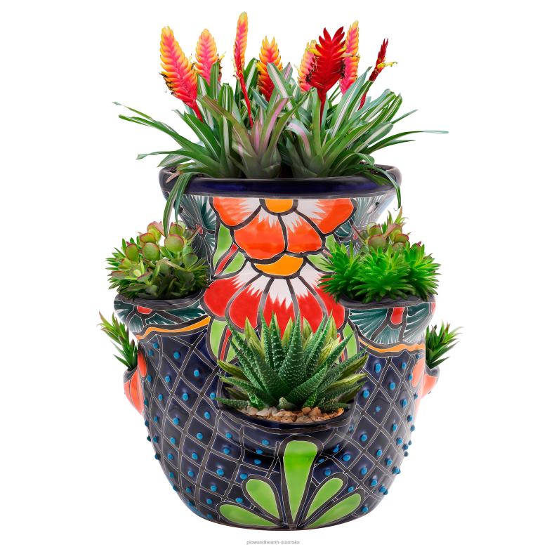 Plow & Hearth Large Royal Blue Talavera Strawberry Pot P22BD939 Yard & Garden