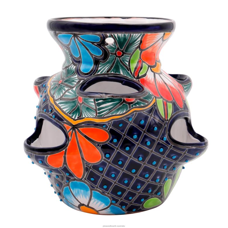 Plow & Hearth Large Royal Blue Talavera Strawberry Pot P22BD939 Yard & Garden