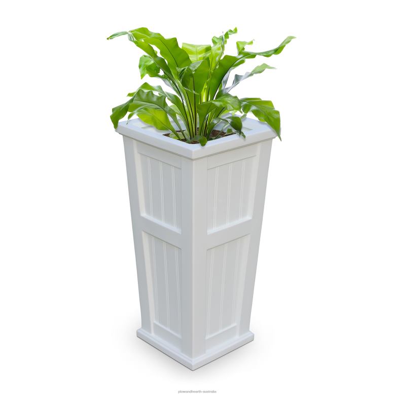 Plow & Hearth Lexington Tall Self-Watering Planter - White P22BD908 Yard & Garden